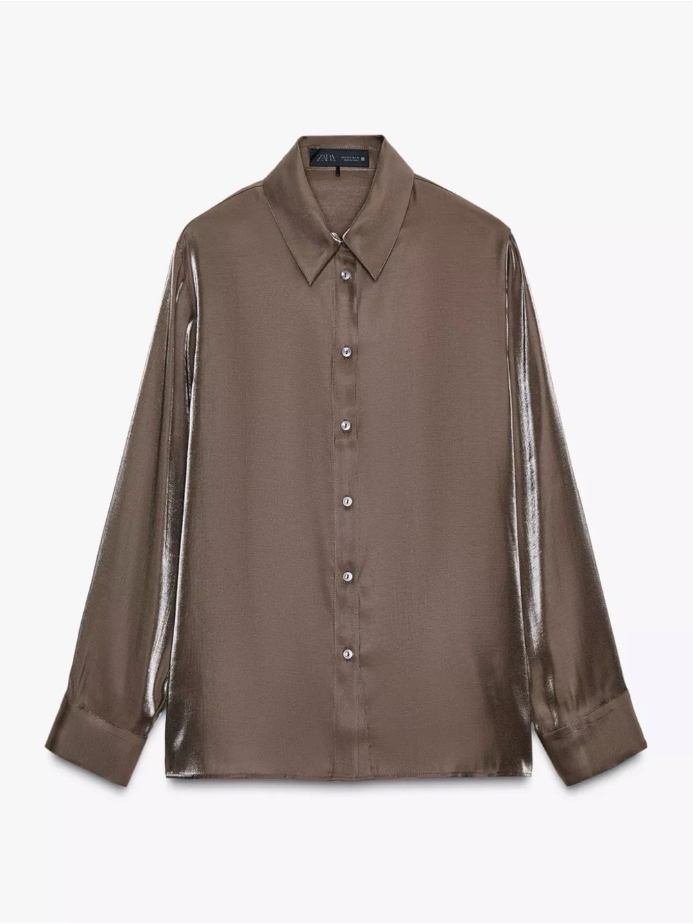 Iridescent Brown Button-Down Blouse
